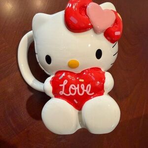 Hello Kitty White Ceramic Mug with Red & Pink Heart Accents